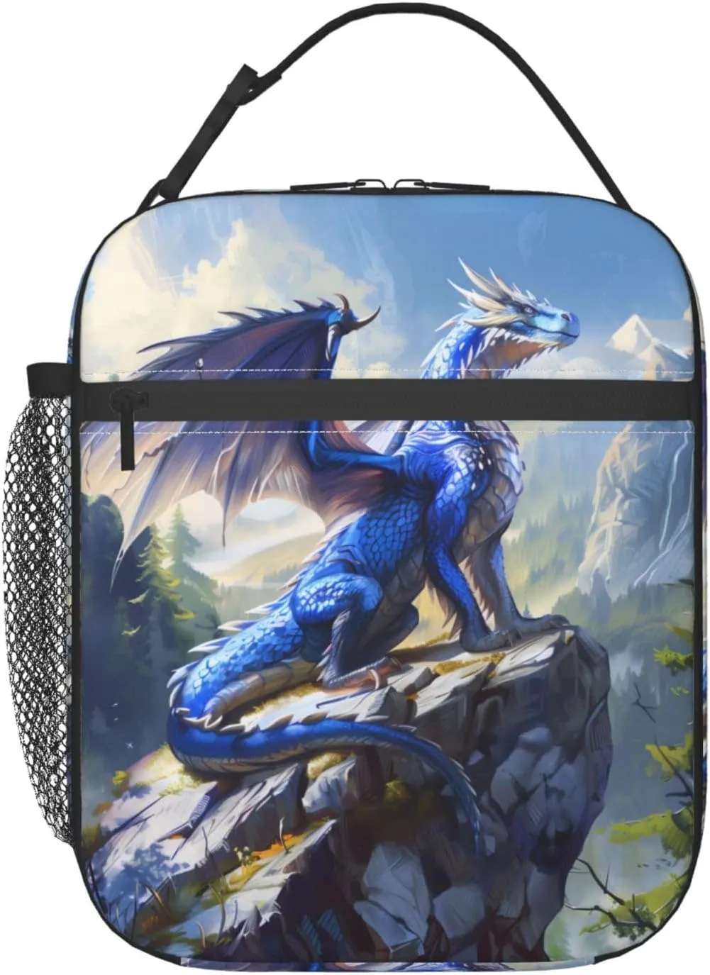 Reusable Dragon Lunch Box for Kids Gils Boys Women Adult, Insulated Mountain Lunch Bag,Polyester Cooler Handbags Case for School Picnic Work Travel Beach or Hiking (Scenic)