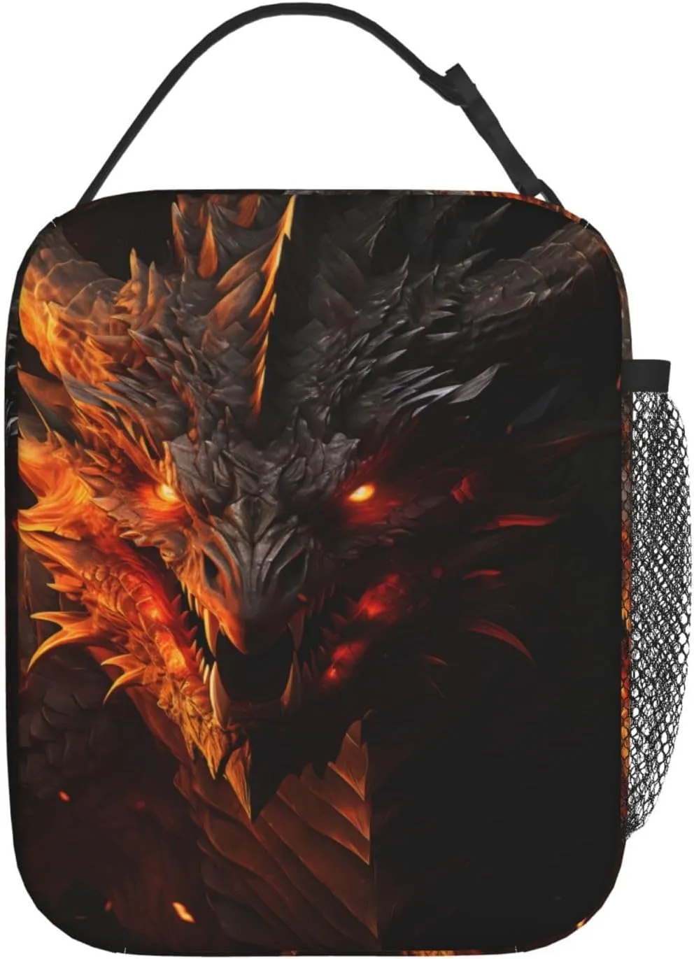 Reusable Fierce Dragon Lunch Box for Kids, Insulated Fiery Fantasy Beast Bag,Polyester Cooler Animal Lovers Handbags Case for School Picnic Work Travel Beach or Hiking, Gifts
