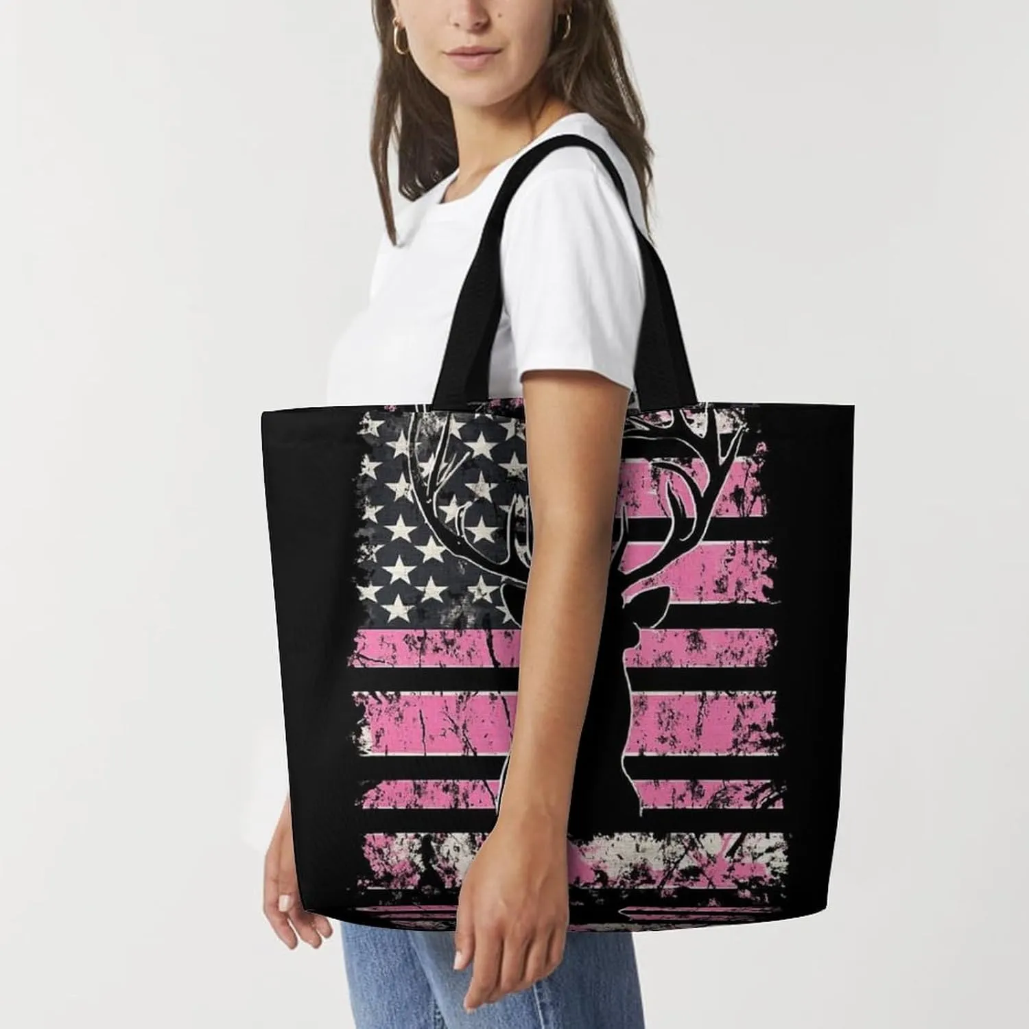Reusable Grocery Bag for Women, Portable Large Shopping Storage Bag Casual Shoulder Handbags