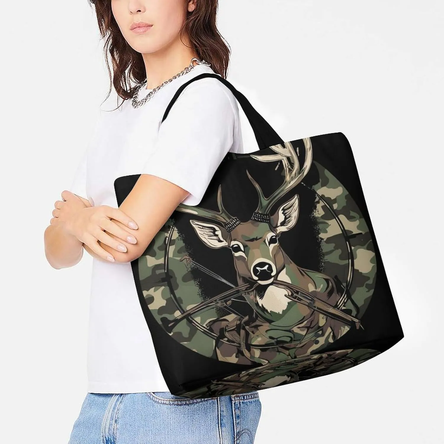 Reusable Grocery Bag for Women, Portable Large Shopping Storage Bag Casual Shoulder Handbags