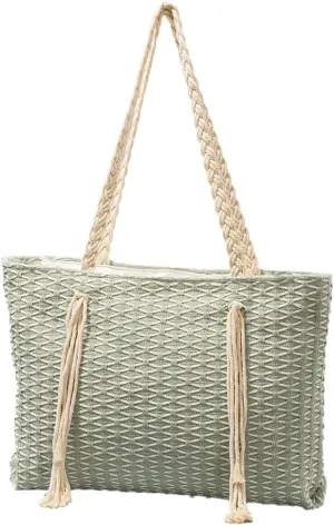 Rungion Large Canvas Tote Bag for Women Work Casual Shoulder Handbags Bohemia Tassels Travel Shopping Top Handle Purses