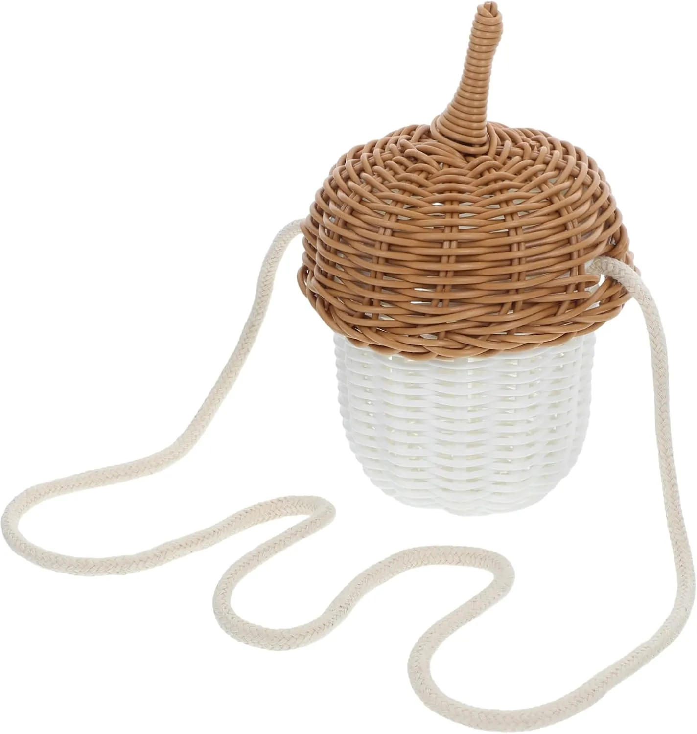 Rustic Woven Shoulder Bag Acorn Shape Women's Handbag Decorative Storage Basket