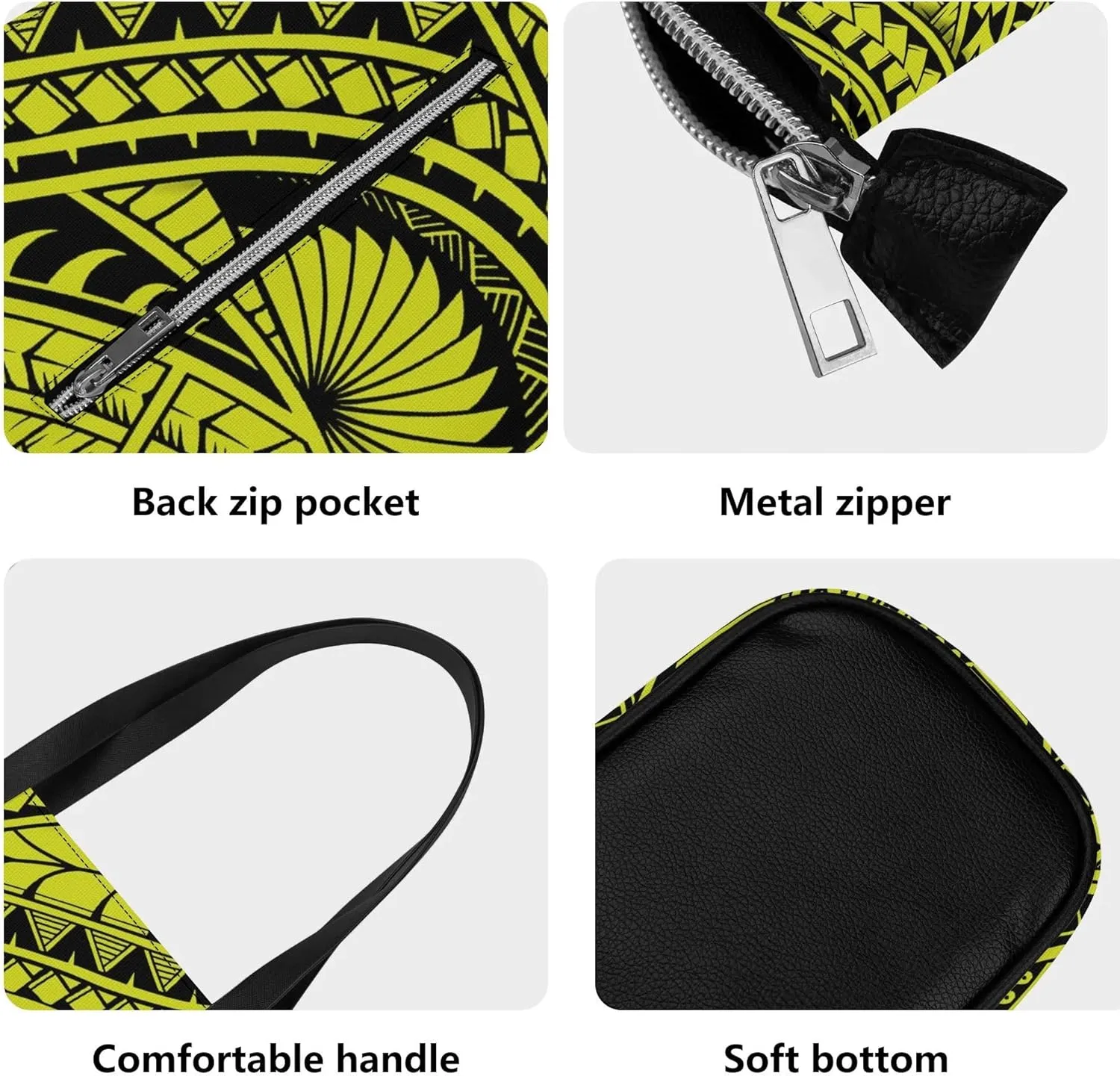 Samoa Tribal Floral Design Fashion Large Capacity Shoulder Bag 2 Piece Set Polynesian Women Leather Handbag And Purse