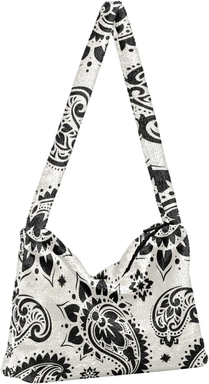 senya Plush Underarm Bag Women's Tote Handbags Ladies Purse Shoulder Bag for Winter