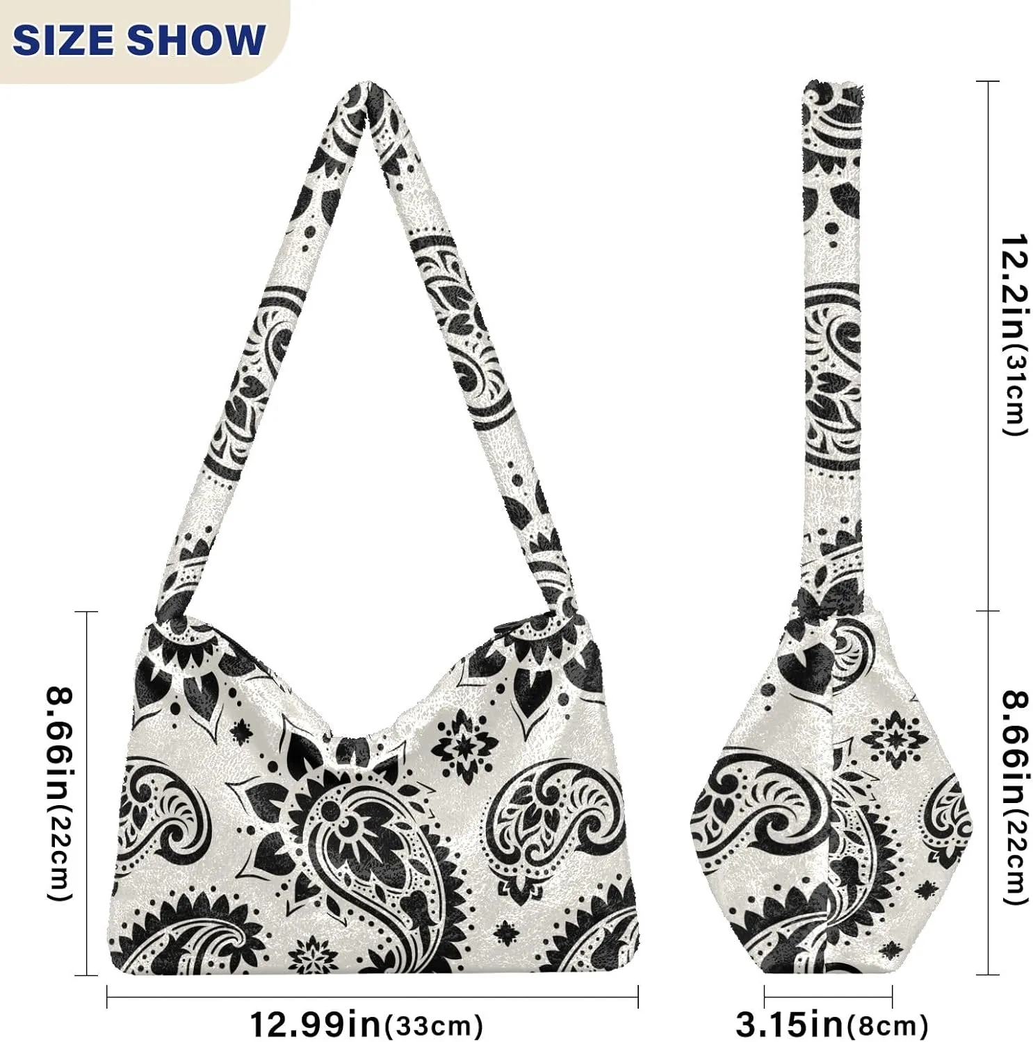 senya Plush Underarm Bag Women's Tote Handbags Ladies Purse Shoulder Bag for Winter