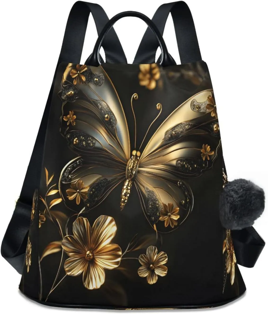 senya Women's Fashion Backpack Purses Handbags 3d Golden Butterfly Shoulder Bag Travel bag
