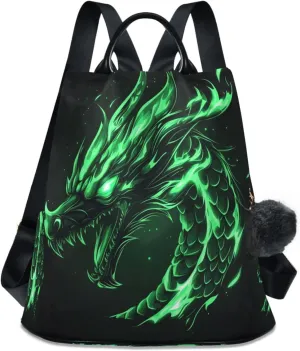 senya Women's Fashion Backpack Purses Handbags Angry Green Dragon Shoulder Bag Travel bag