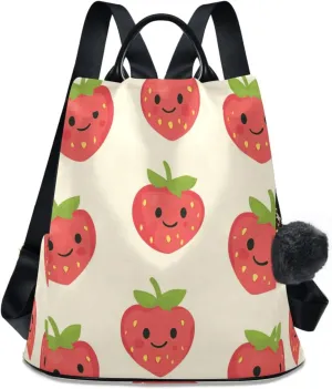 senya Women's Fashion Backpack Purses Handbags Cute Smile Strawberry Shoulder Bag Travel bag