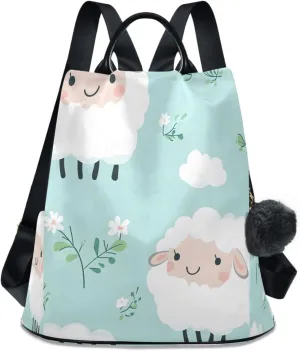 senya Women's Fashion Backpack Purses Handbags Cute White Sheep Shoulder Bag Travel bag