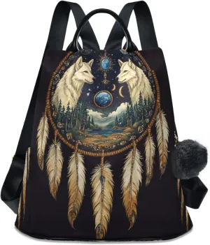 senya Women's Fashion Backpack Purses Handbags Dream Catcher Forest Wolfs Shoulder Bag Travel bag