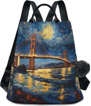 senya Women's Fashion Backpack Purses Handbags Golden Starry Shoulder Bag Travel bag