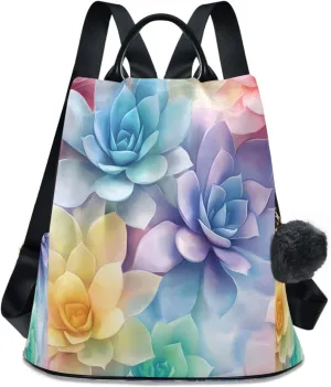 senya Women's Fashion Backpack Purses Handbags Succulent Cactus Pattern Shoulder Bag Travel bag