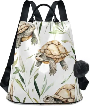 senya Women's Fashion Backpack Purses Handbags Turle Grass Pattern Shoulder Bag Travel bag