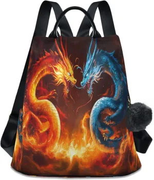 senya Women's Fashion Backpack Purses Handbags Two Angry Fire Dragon Shoulder Bag Travel bag