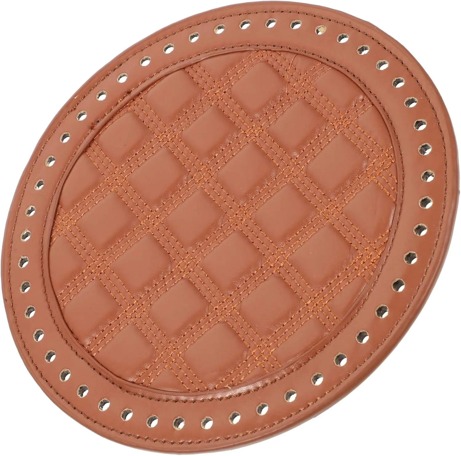 SEWACC 1PC Round Plate Sturdy Artificial Leather Bottom Shaper Pad for Crochet Handbags Durable DIY Bag Making Accessory Brown