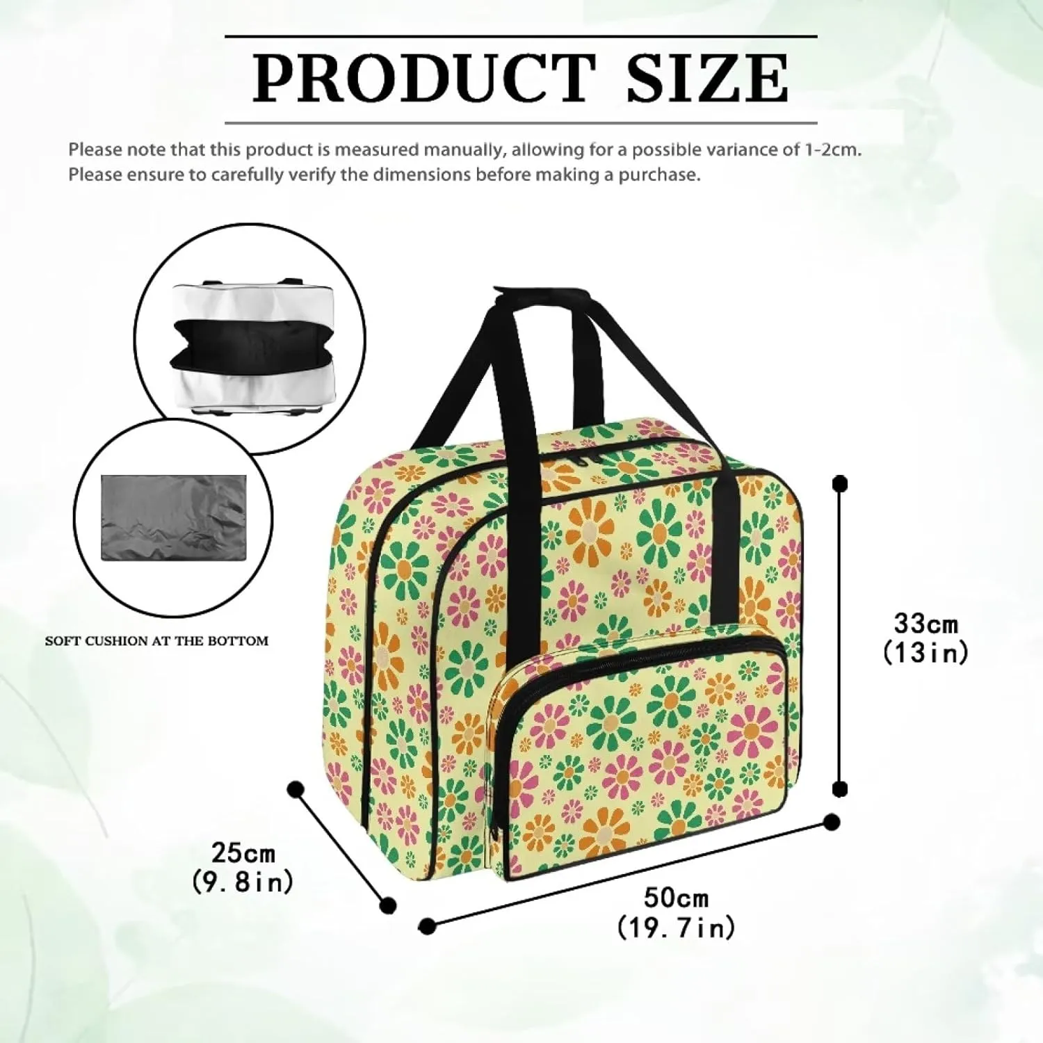 Sewing Machine Carrier Large Capacity Household Sewing Machine Handbags Travel Storage Bag Storage Dust Cover with Pockets for Sewing Machine (Bag Only), Abstract Hippie Flowers