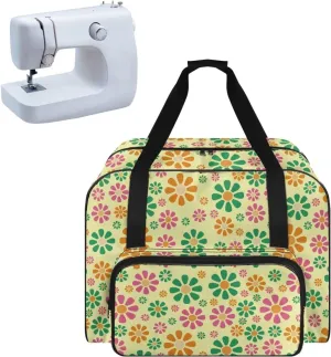 Sewing Machine Carrier Large Capacity Household Sewing Machine Handbags Travel Storage Bag Storage Dust Cover with Pockets for Sewing Machine (Bag Only), Abstract Hippie Flowers