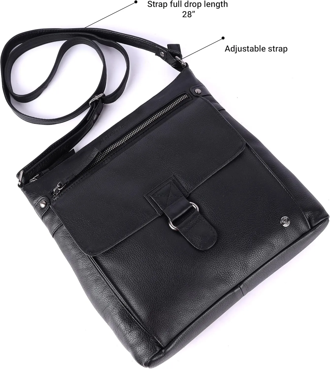 Shirley Large Soft Real Leather Womens Crossbody Handbags and Purses-Triple Zip Sling Crossover Shoulder Bag