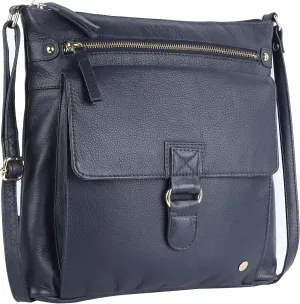 Shirley Large Soft Real Leather Womens Crossbody Handbags and Purses-Triple Zip Sling Crossover Shoulder Bag