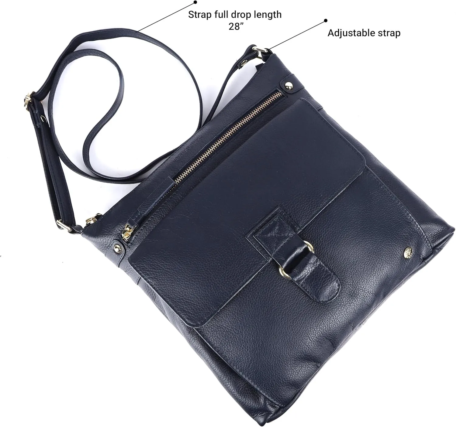 Shirley Large Soft Real Leather Womens Crossbody Handbags and Purses-Triple Zip Sling Crossover Shoulder Bag