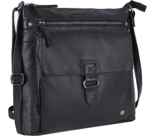 Shirley Large Soft Real Leather Womens Crossbody Handbags and Purses-Triple Zip Sling Crossover Shoulder Bag