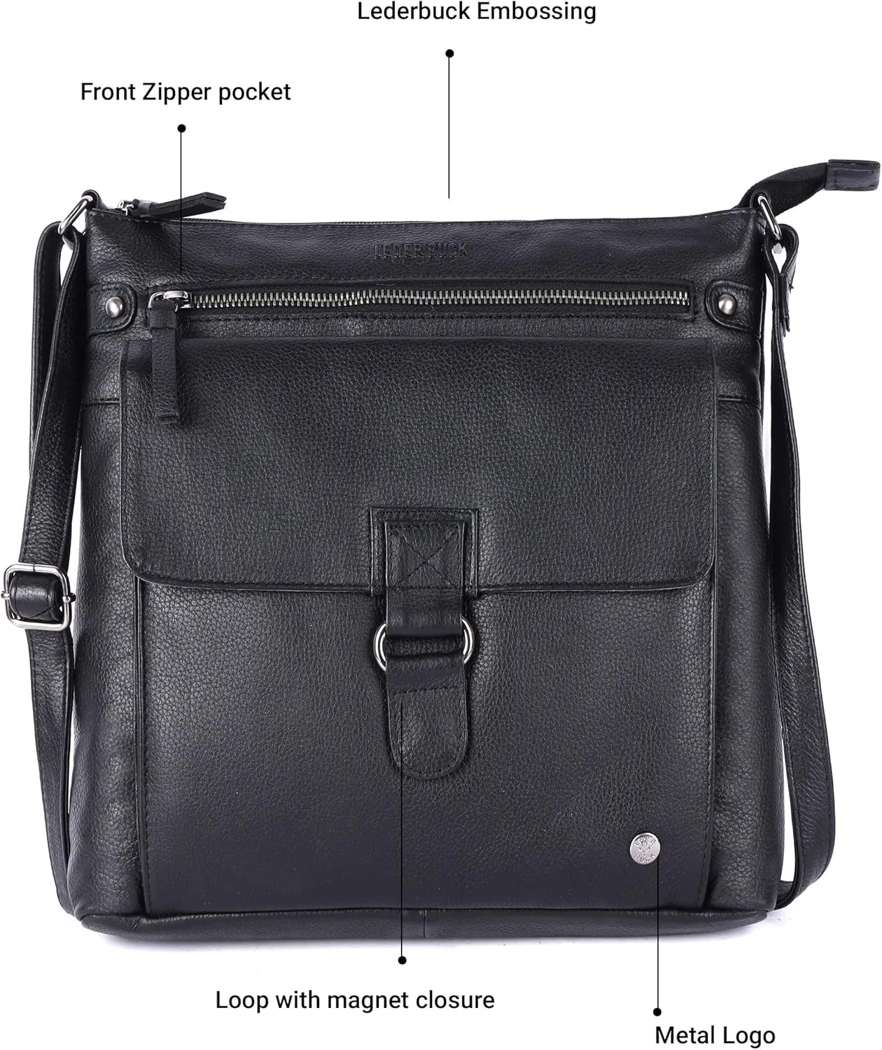Shirley Large Soft Real Leather Womens Crossbody Handbags and Purses-Triple Zip Sling Crossover Shoulder Bag