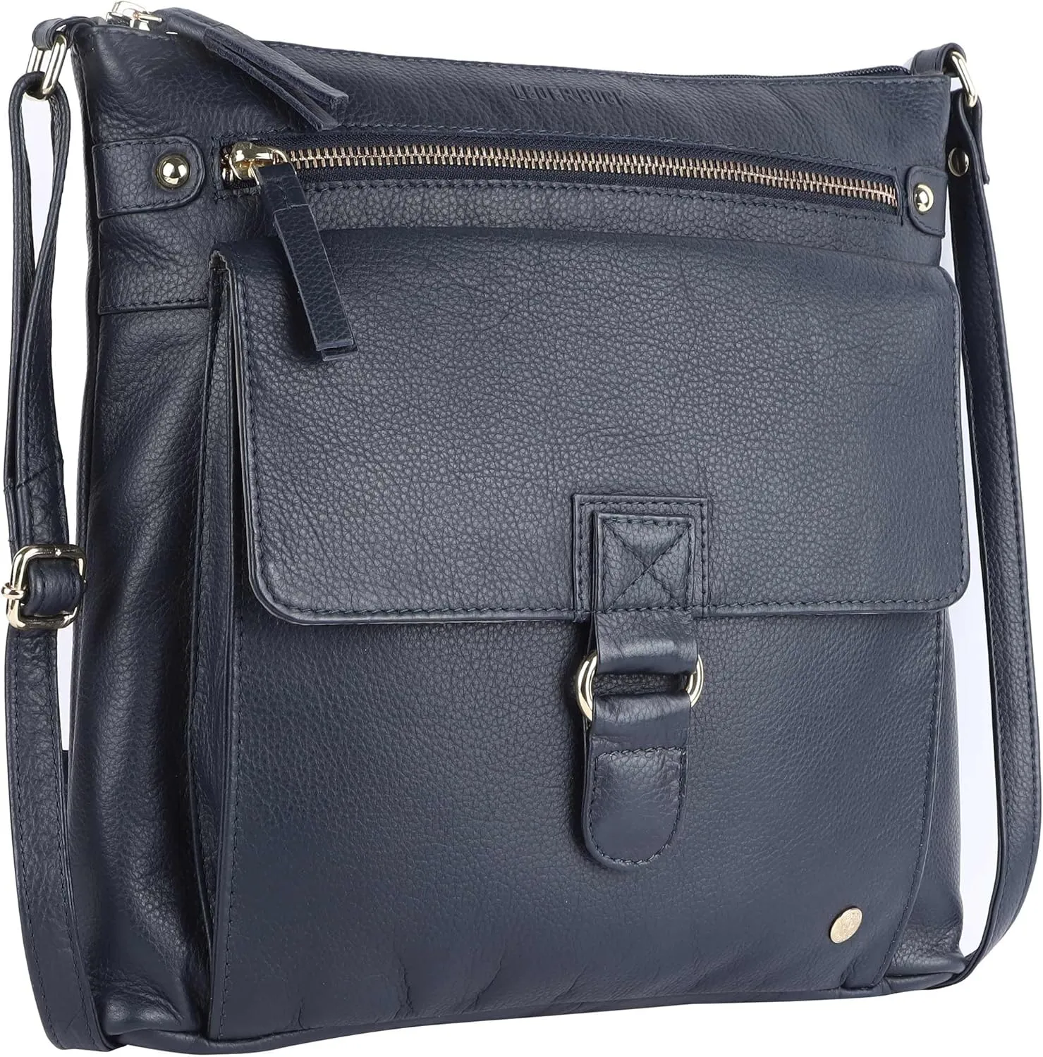 Shirley Large Soft Real Leather Womens Crossbody Handbags and Purses-Triple Zip Sling Crossover Shoulder Bag
