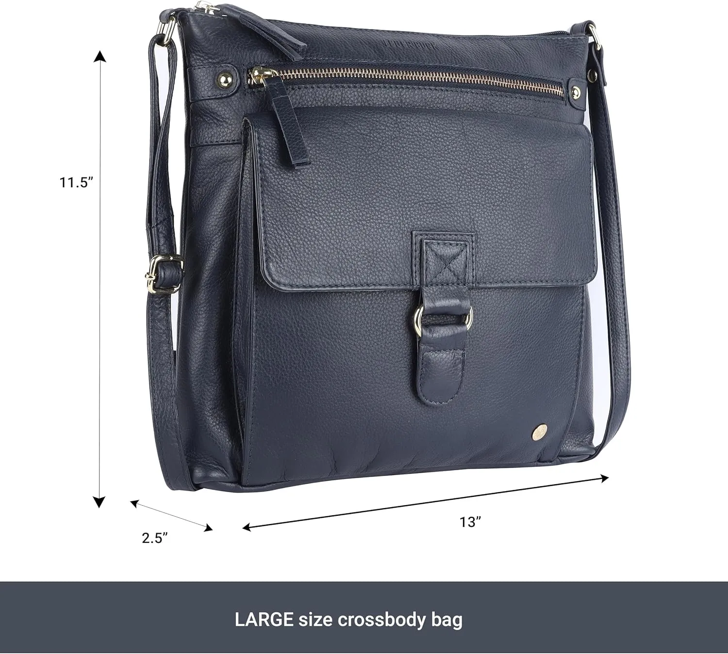 Shirley Large Soft Real Leather Womens Crossbody Handbags and Purses-Triple Zip Sling Crossover Shoulder Bag