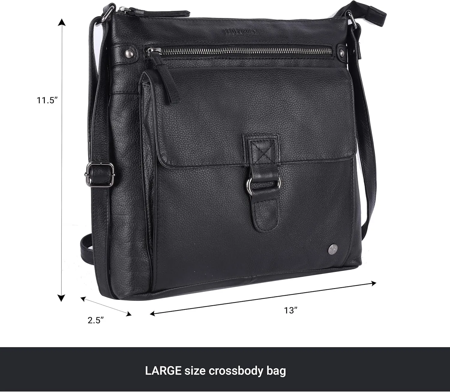 Shirley Large Soft Real Leather Womens Crossbody Handbags and Purses-Triple Zip Sling Crossover Shoulder Bag