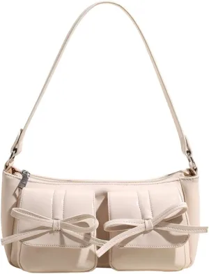 Shoulder Bag for Women Coquette Bow Purse Y2k Hobo Handbag Faux Leather Red Purse Burgundy Crossbody Bag with Zipper