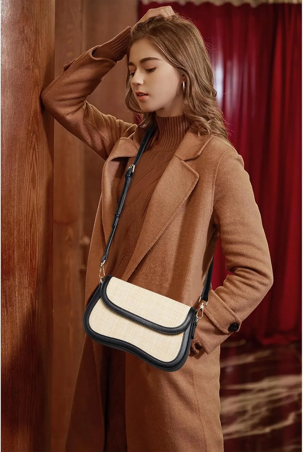 Shoulder Bag for Women Shoulder Purse Vegan Leather Handbags Crossbody Purses with 2 Removable Strap