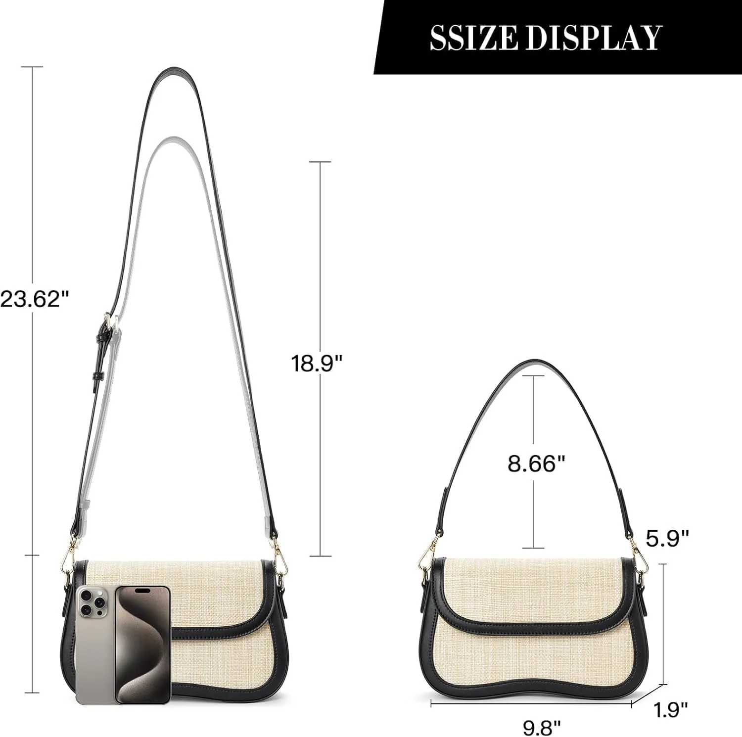 Shoulder Bag for Women Shoulder Purse Vegan Leather Handbags Crossbody Purses with 2 Removable Strap