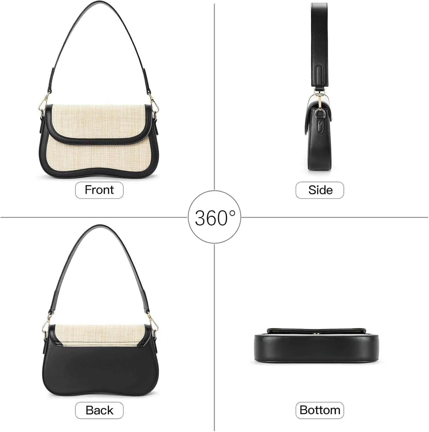 Shoulder Bag for Women Shoulder Purse Vegan Leather Handbags Crossbody Purses with 2 Removable Strap