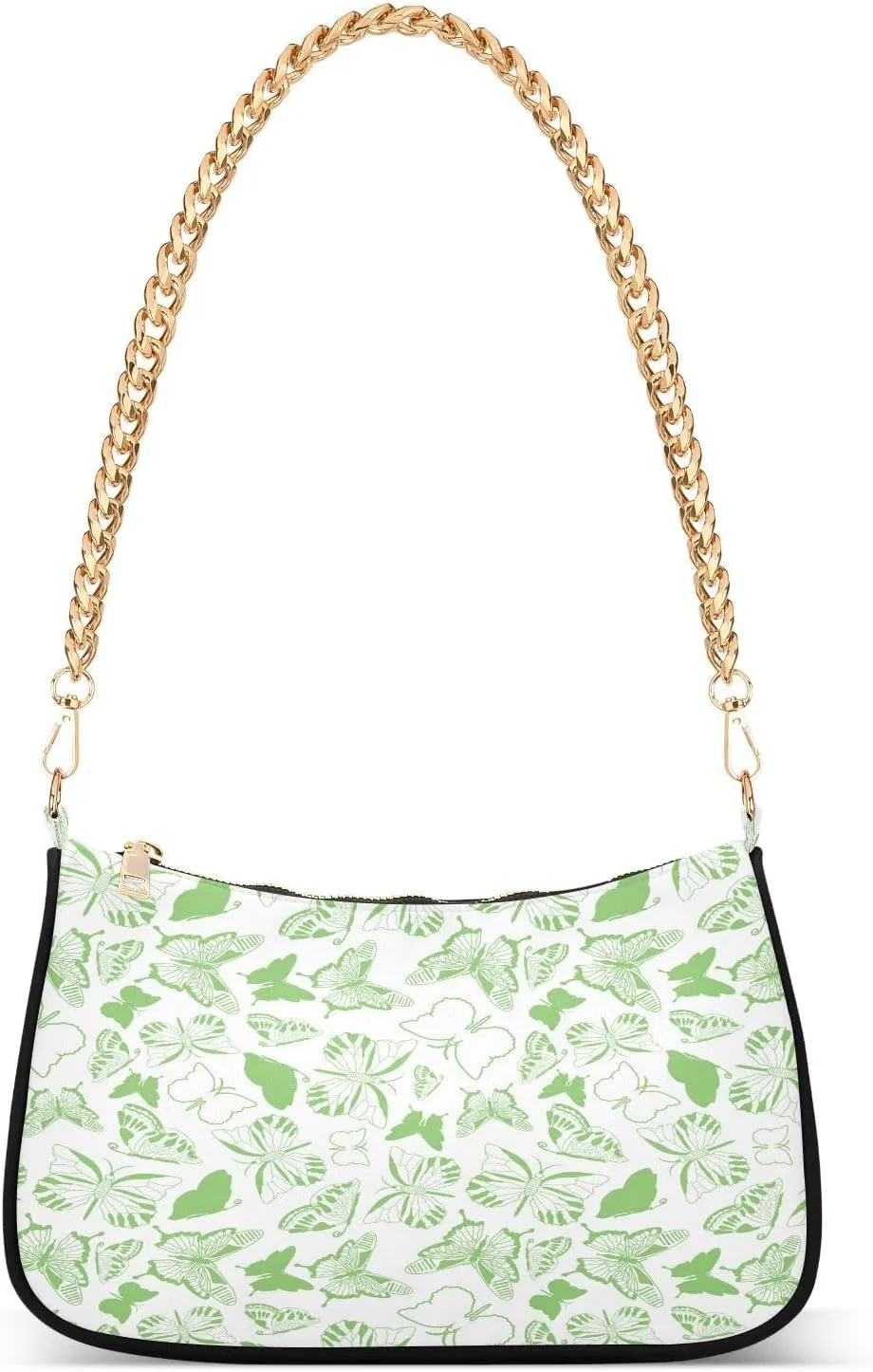 Shoulder Bag for Women, Spring Green Fresh Butterfly Tote Bag Small Purses Cute Mini Zipper Handbag with Chain Strap