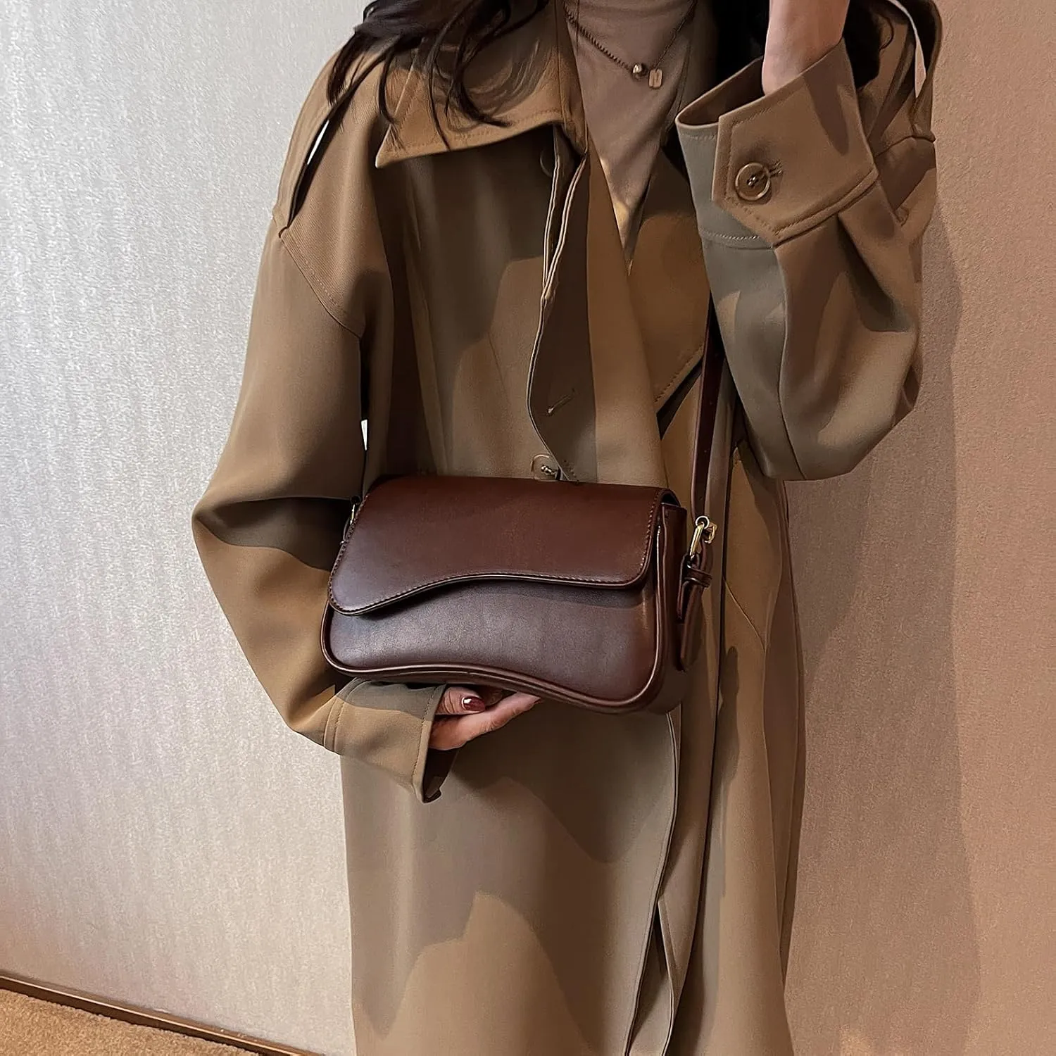 Shoulder Bag for women Y2K Crossbody Vegan Leather Purse Straps Retro Clutch Hobo Hadbags with 2 Removable