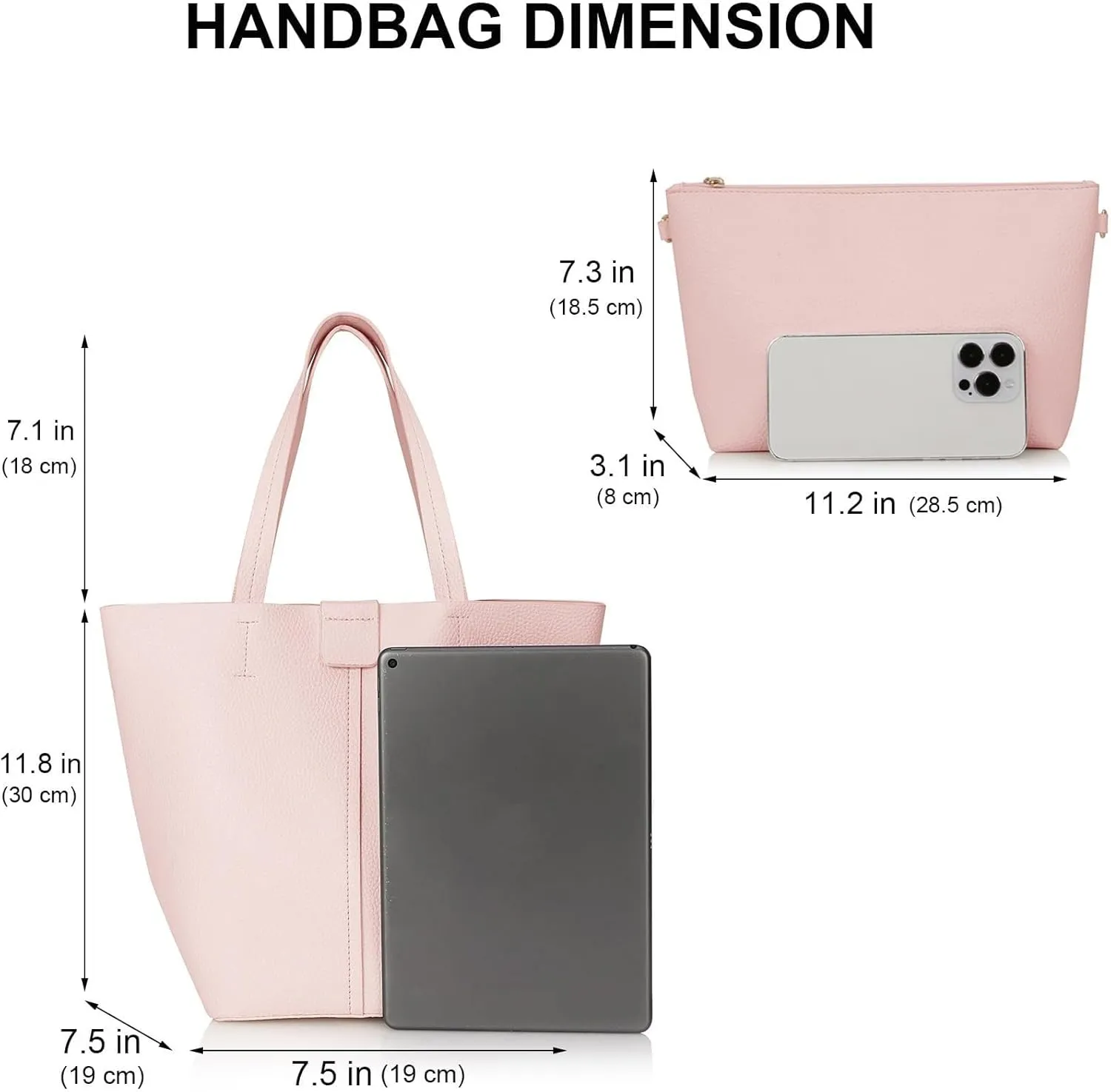 Shoulder Bag Women's 2 Piece Bucket Bag Set Soft Leather Tote & Crossbody Purse with Slouchy Hobo