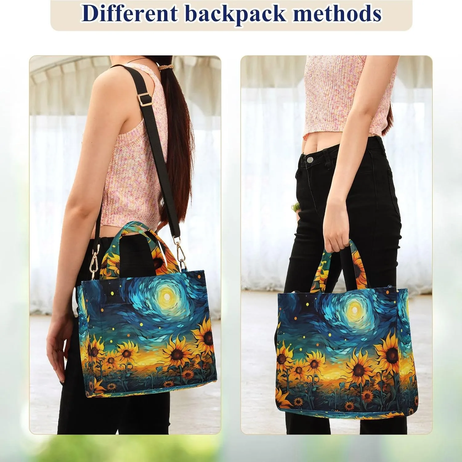 Shoulder Handbags for Women Van Gogh Sunflowers Print, Corduroy Tote Bag Large Capacity Small Size