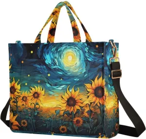Shoulder Handbags for Women Van Gogh Sunflowers Print, Corduroy Tote Bag Large Capacity Small Size