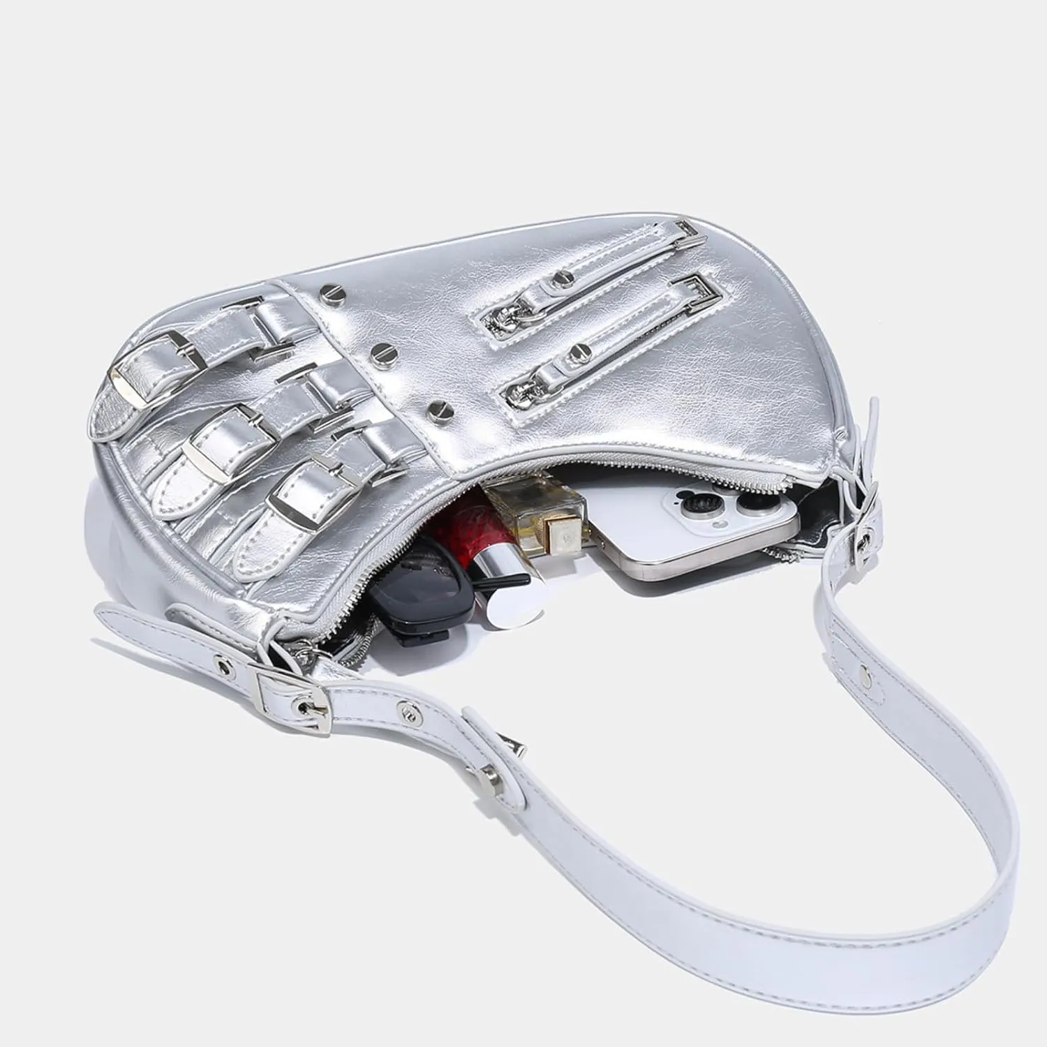 Shoulder Purse for Women, Leather Women's Handbag Y2k Aesthetic Coquette Shoulder Bag Hobo Punk Trendy Ladies Purse