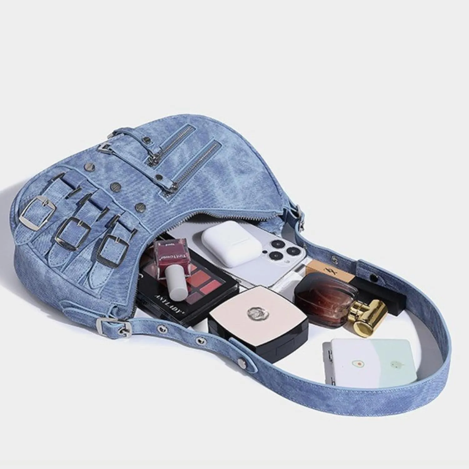 Shoulder Purse for Women, Leather Women's Handbag Y2k Aesthetic Coquette Shoulder Bag Hobo Punk Trendy Ladies Purse