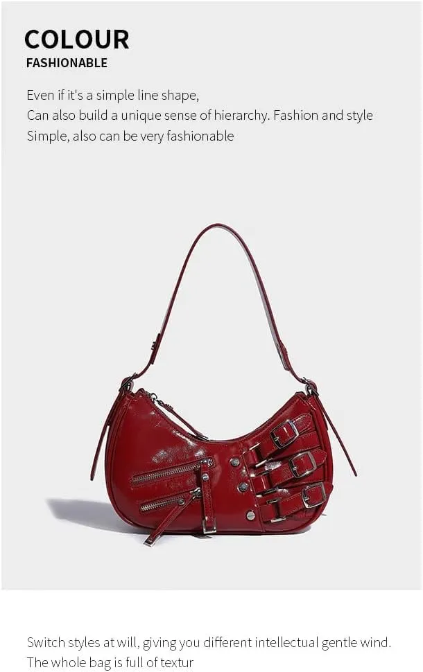 Shoulder Purse for Women, Leather Women's Handbag Y2k Aesthetic Coquette Shoulder Bag Hobo Punk Trendy Ladies Purse
