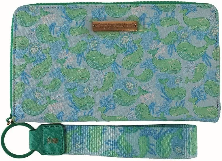 Simply Southern Designer Print Wallet with Matching Key Fob (Whale)