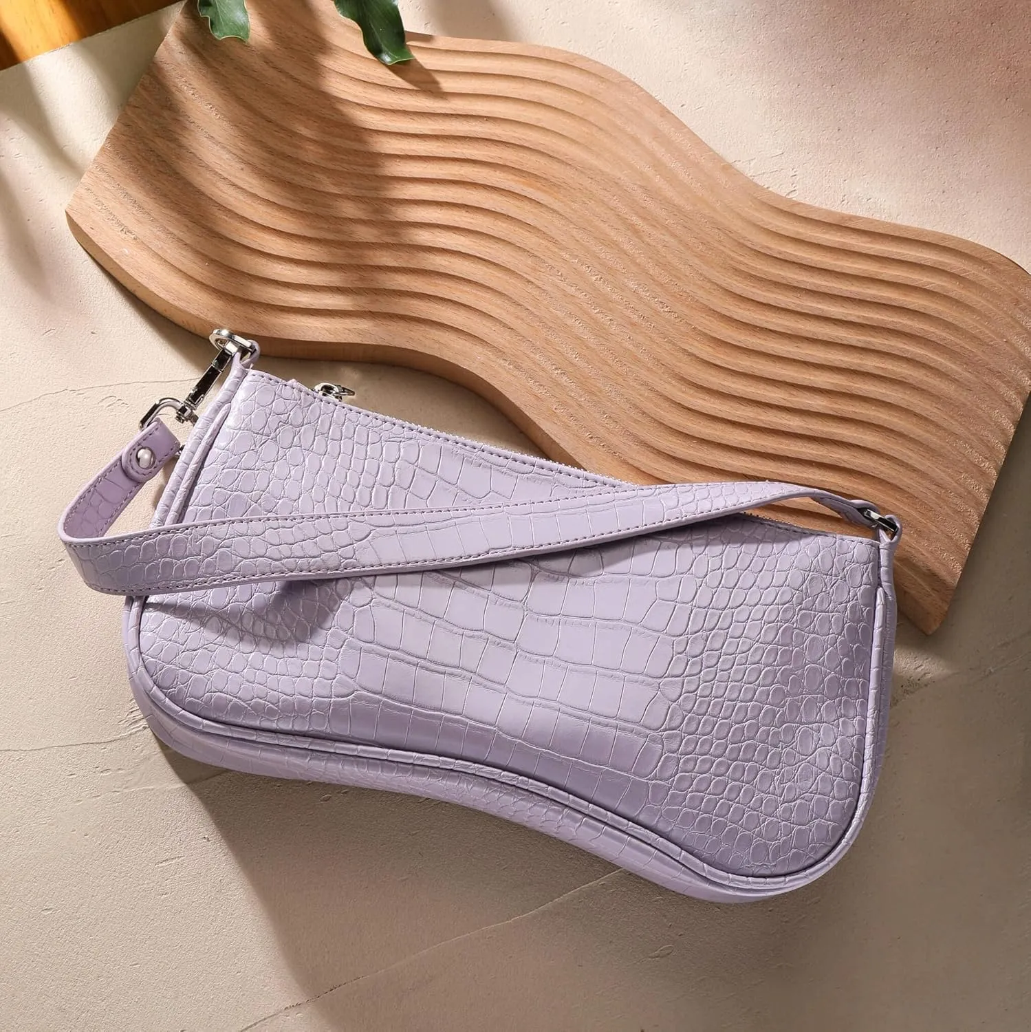 S.Leaf Retro Shoulder Bag Soft Crocodile Vegan Leather PU Handbags for Women Clutch Purse Designer Handbags for Women