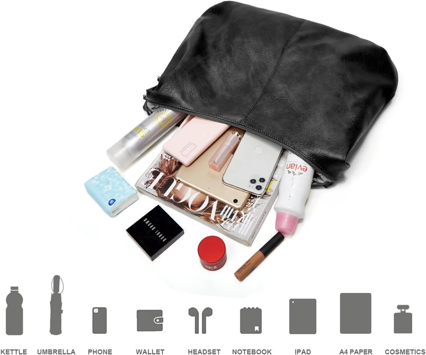 Slouchy Hobo for Women Soft Faux Leather Top Handle Shoulder Bags Large Tote Bag Ladies Purses and Handbags