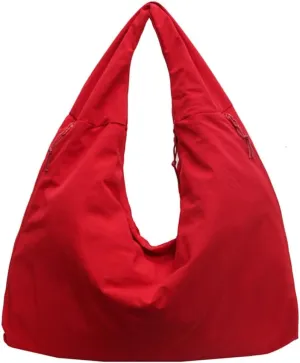Slouchy Nylon Shoulder Bags for Women Large Dumpling Handbags Lightweight Canvas Tote Purse for Daily Use