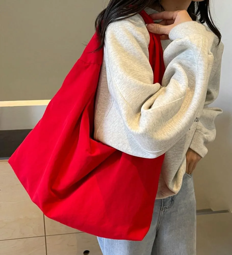 Slouchy Nylon Shoulder Bags for Women Large Dumpling Handbags Lightweight Canvas Tote Purse for Daily Use