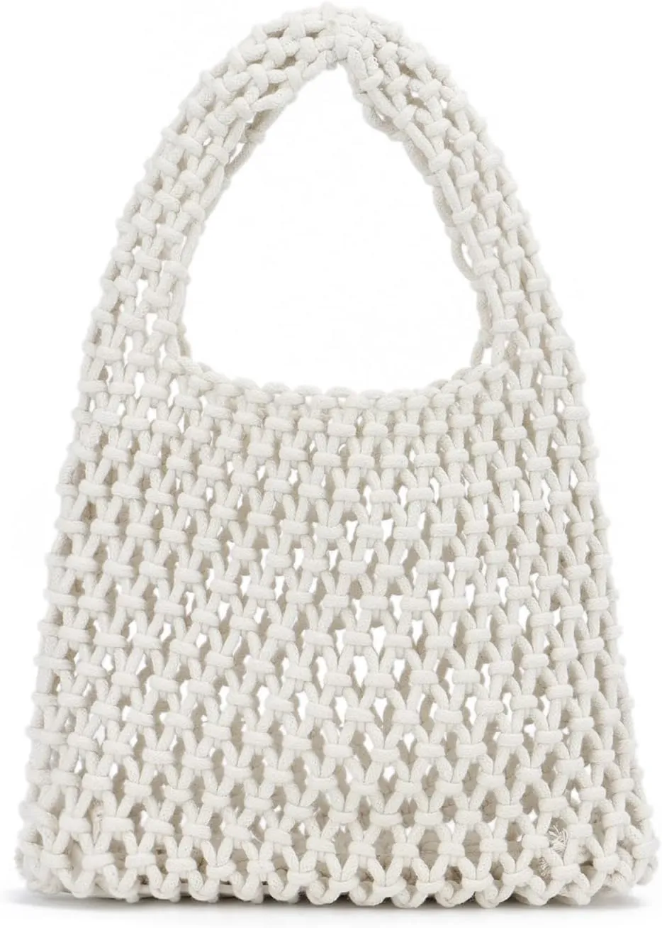 Small Crochet Tote Bag for Women Summer Mesh Woven Handbags Beach Hobo Bag