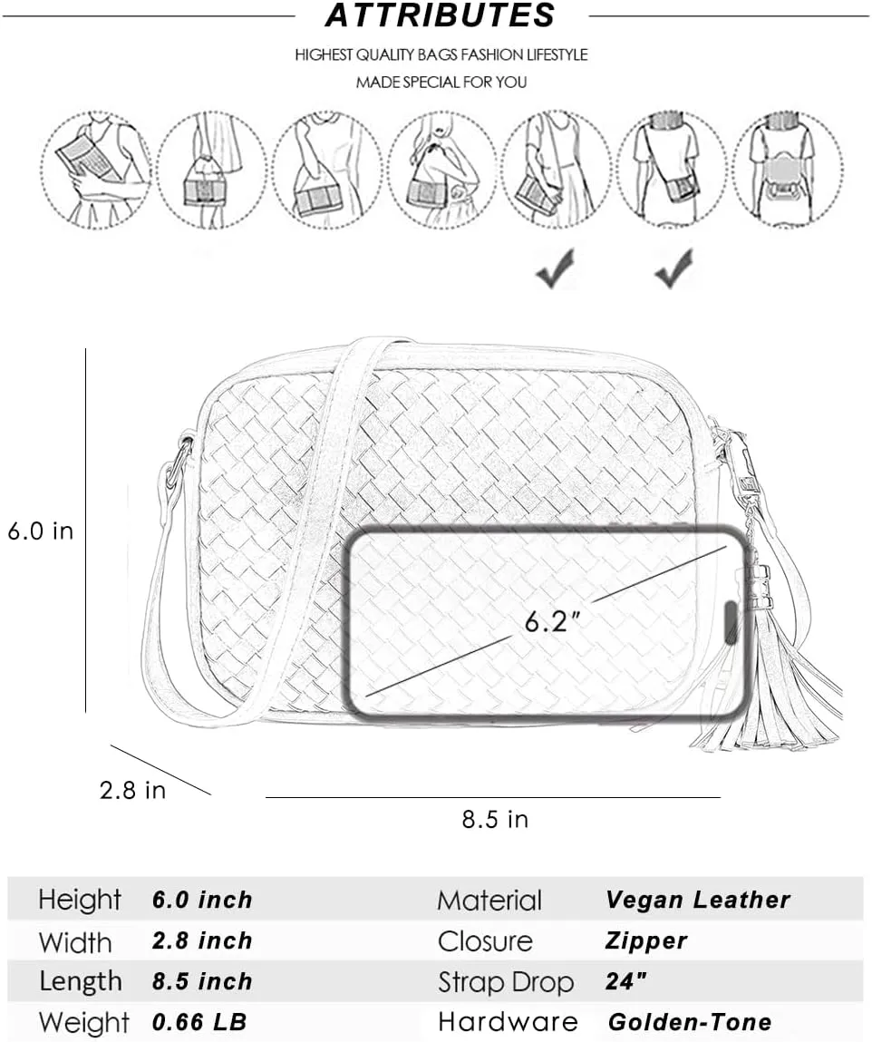 Small Crossbody Purses for Women Trendy Woven Cross Body Bag and Boho Purse,Soft Leather Handbags