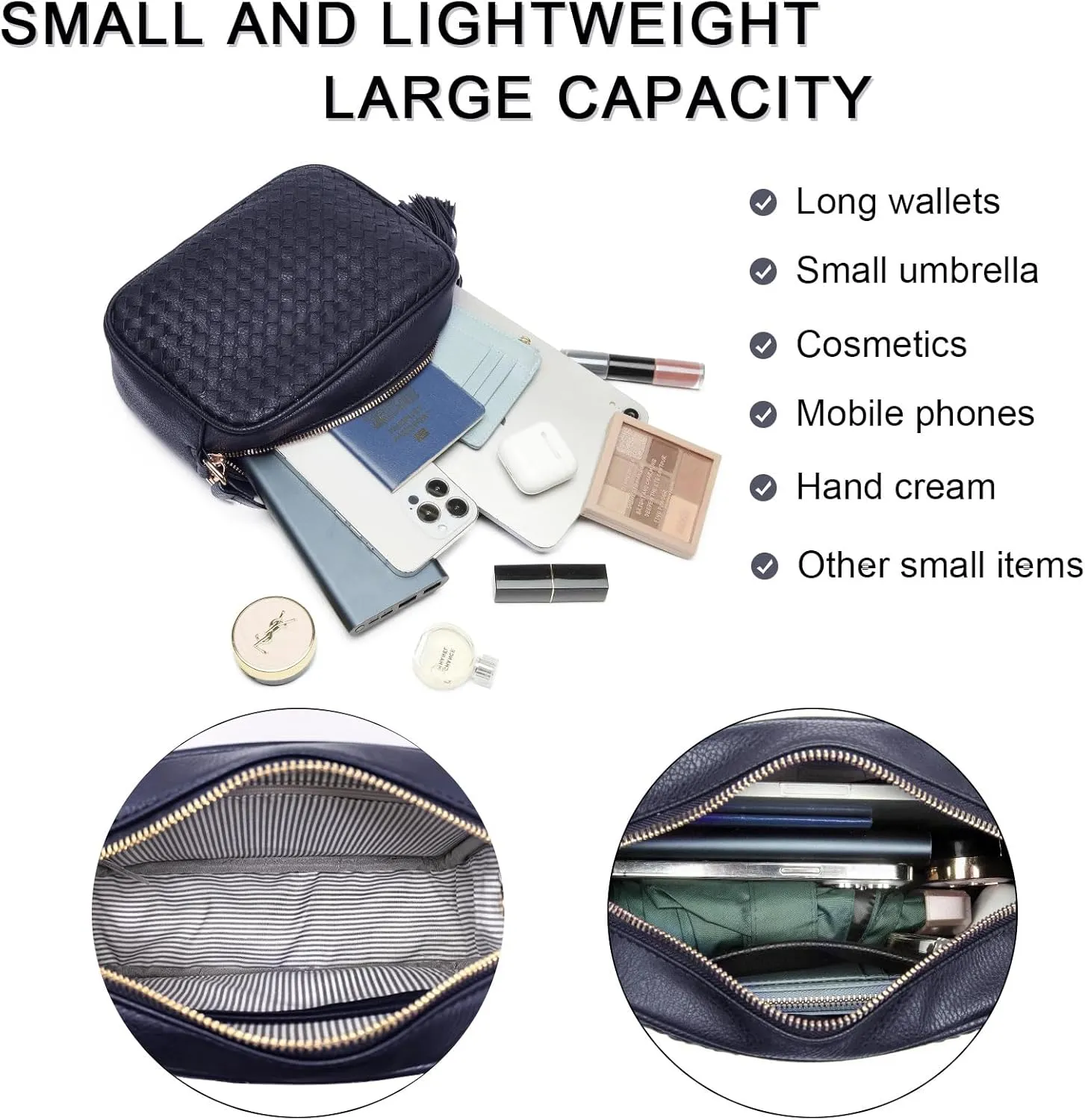 Small Crossbody Purses for Women Trendy Woven Cross Body Bag and Boho Purse,Soft Leather Handbags