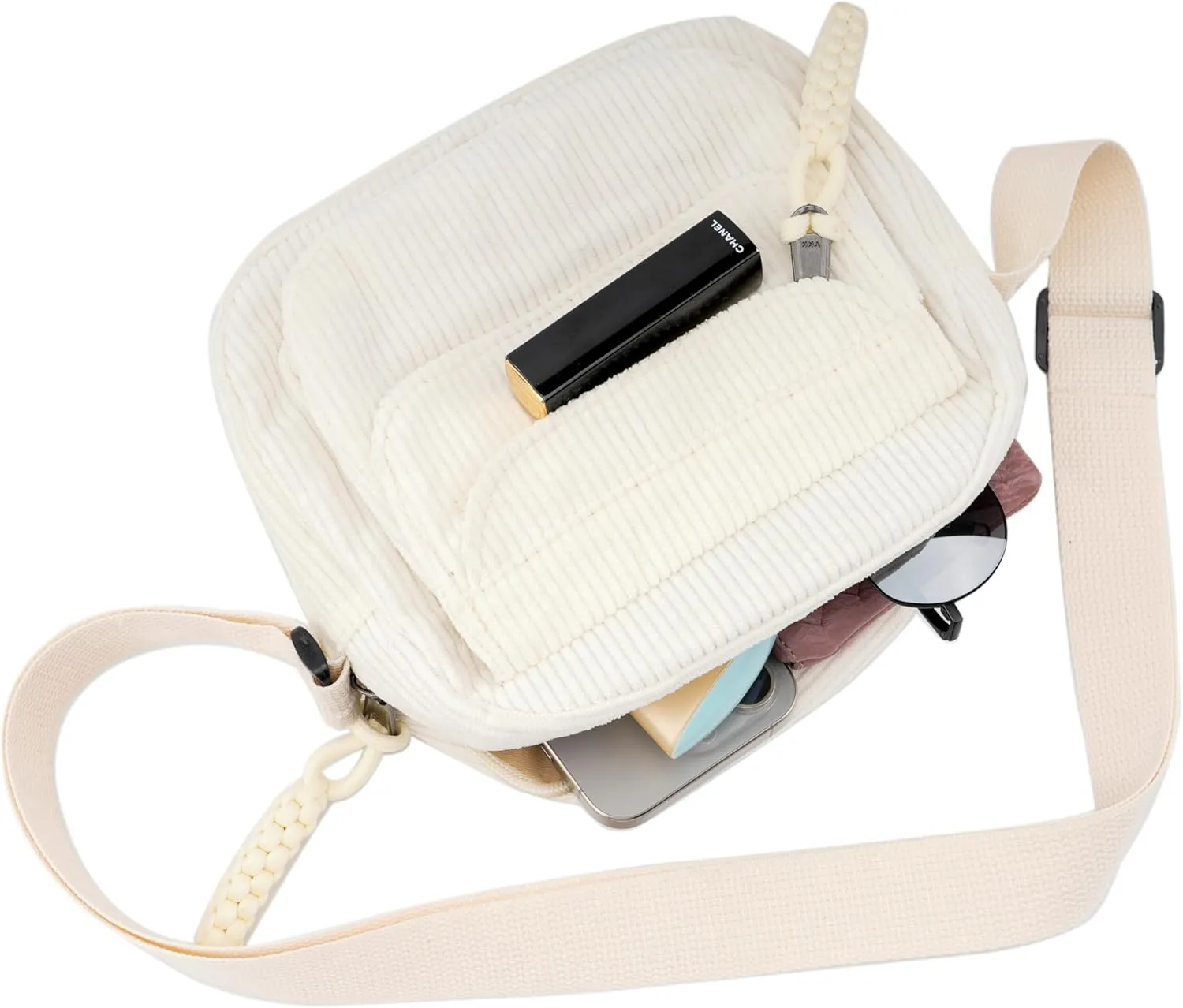 Small Cute Corduroy Crossbody Bag Mini Shoulder Bag Handbags Purse with Zipper Pocket
